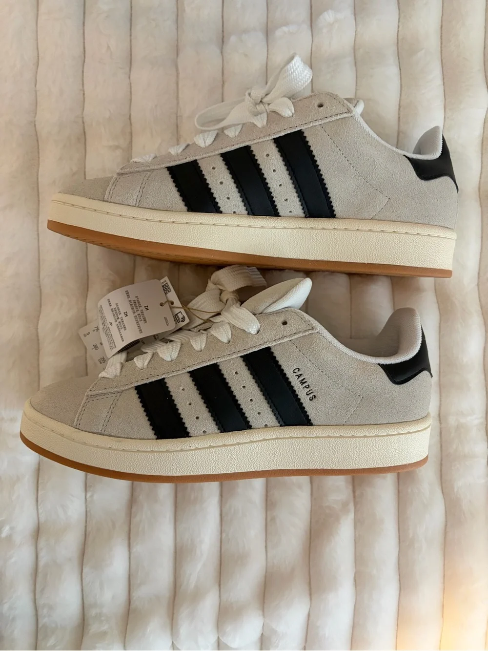 Adidas Campus Women’s Suede Sneakers - Off-White with Black Stripes